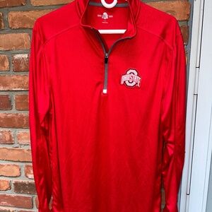 Nike Men's OSU Red 1/2 Zip Long Sleeve Top ~ Scarlet & Gray ~ Buckeyes